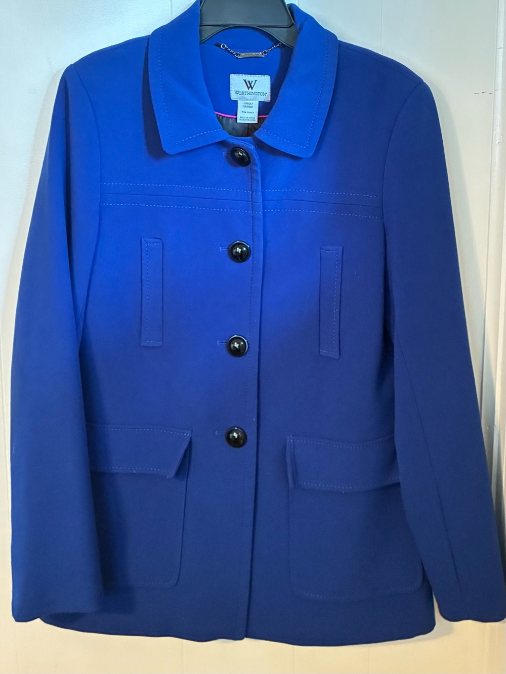 Worthington Vibrant Blue Button-Front Blazer Jacket